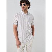 Jack & Jones Oxford Striped Short Sleeve Shirt - Beige