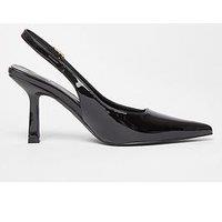 Quiz Black Patent Sling Back Court Heels