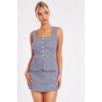 Quiz Navy Gingham Wrap Skort
