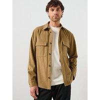 Mango Margon Double Pocket Wool Shacket - Dark Beige