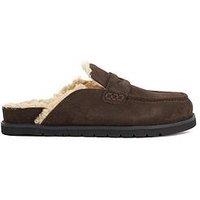 Dune London Goldy Faux Shearling Lined Backless Suede Loafers - Brown