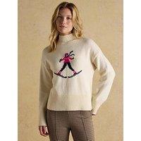 Joules Intarsia High Neck Jumper - Cream