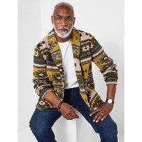 Joe Browns Shawl Peak Aztec Wool Jacket - Brown