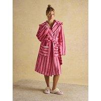 Joules Fleece Dressing Gown With Hood - Pink