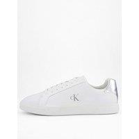 Calvin Klein Low Pro Lace Up Leather Trainer - /Silver - Bright White