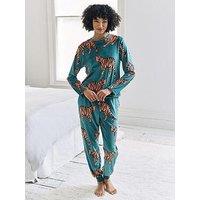 Chelsea Peers Chelsea Peers Classic Long Sleeve Crew Neck Set In Lightweight Fleece - Teal