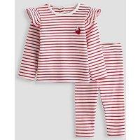 The Very Collection Frill Stripe Long Sleeve T-Shirt And Legging Set - Red