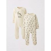 The Very Collection 2 Pack Dinosaur Sleepsuits - Cream