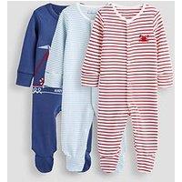 The Very Collection Sea Life 3 Pack Sleepsuits - Blue/Red