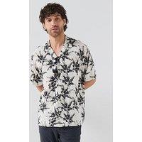 Jack & Jones Jeff Monochrome Aop Short Sleeve Resort Shirt - Grey