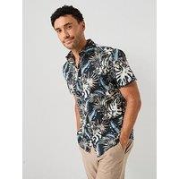 Jack & Jones Honolulu Aop Printed Short Sleeve Shirt - Black