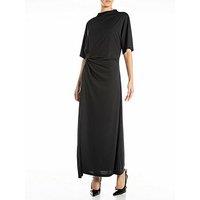 Replay Midi Short Sleeve Dress With Split - Black