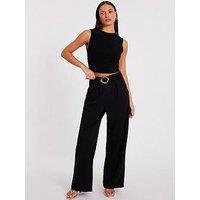 Quiz Black Buckle Palazzo Trousers