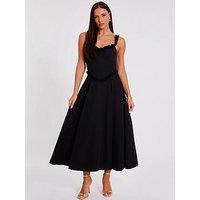 Quiz Black Woven Corset Midaxi Dress