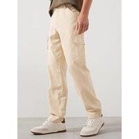 Mango Salina Light Herringbone Cargo Pants - Light Beige