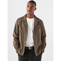 Mango Milton Cuban Collar Overshirt - Khaki