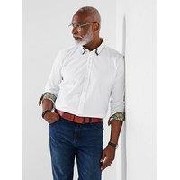 Joe Browns Contrast Trim Triple Collar Long Sleeve Shirt - White