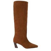 Dune London Selinni Suede Knee High Boot - Dark Tan