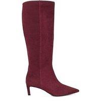 Dune London Smoothly Side Zip Detail Leather Knee High Boots - Burgundy