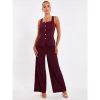 Quiz Dark Red Wide Leg Trousers