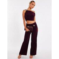 Quiz Plum Buckle Wide Leg Trousers