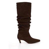 Dune London Saunders Slouch Suede Knee Boot - Brown