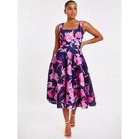 Quiz Petite Navy Floral Midaxi Dress