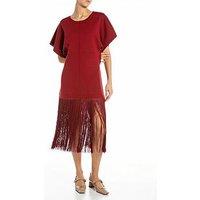 Replay Viscose Fringe Midi Dress - Red