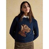 Joules Intarsia Cotton Rich Jumper - Navy
