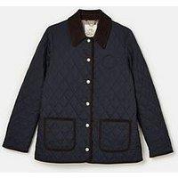 Joules Showerproof Diamond Quilted Coat - Navy
