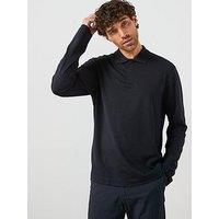 Mango Gareth Concealed Placket Long Sleeve Polo Shirt - Navy