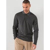 Mango Gareth Concealed Placket Long Sleeve Polo Shirt - Dark Grey