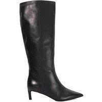 Dune London Wide Fit Smoothly Leather Knee High Boots - Black
