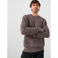 Mango Azores Salt & Pepper Crew Knitted Jumper - Dark Red