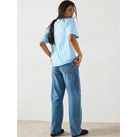 V By Very Sports Club Graphic Oversized T-Shirt With Back Print - Blue