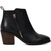 Dune London Wide Fit Paicing Leather Side Zip Ankle Boots - Black
