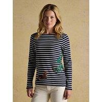Joules Christmas Dog Boat Neck Breton Top - Navy/Cream
