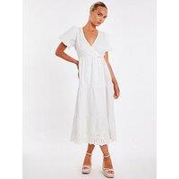 Quiz White Embroidered Midaxi Dress