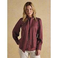 Joules Tie Neck Blouse - Burgundy Red