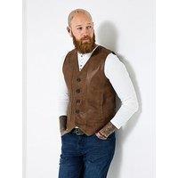 Joe Browns Button-Up Leather Waistcoat - Brown
