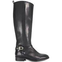 Dune London Wide Fit Talias Leather Knee High Riding Boots - Black