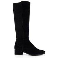Dune London Wide Fit Tayla Suede Stretch Knee High Boots - Black
