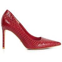 Dune London Assured Leather Croc Court Shoe - Red