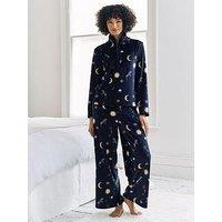 Chelsea Peers Zip Through And Wide Leg Jogger Set - Dark Blue