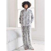 Chelsea Peers Zip Through And Wide Leg Jogger Set In Burnout - Beige