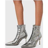 Allsaints Natasha Metallic Leather Boot - Silver
