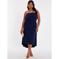 Quiz Curve Navy Bandeau Midi Dress