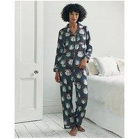 Chelsea Peers Long Button Up Set - Navy