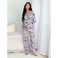 Chelsea Peers Classic Long Button Up Set - Light Purple