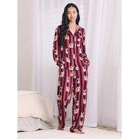 Chelsea Peers Classic Long Button Up Set - Burgundy